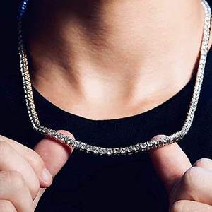 RINNTIN SC74 placcato platino tempestato di diamanti 3A White Lab Diamond zircone Hiphop <span class=keywords><strong>16</strong></span> 18 20 22 pollici collana in argento <span class=keywords><strong>Sterling</strong></span> S925