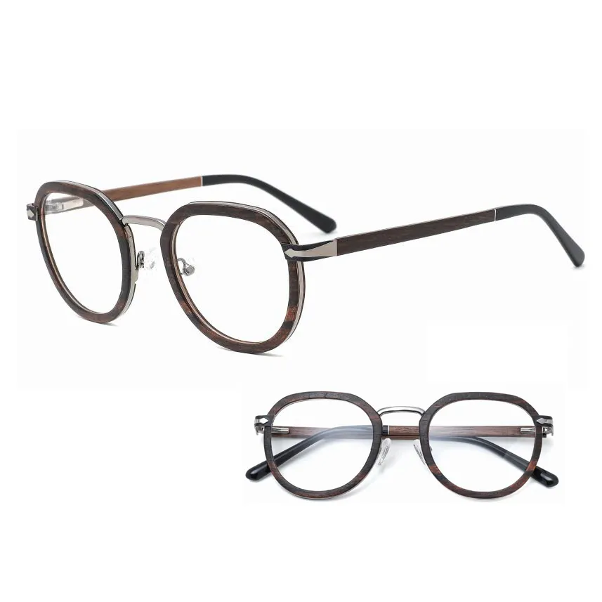 SH yeni moda ahşap gözlük kadınlar için Anti-mavi ışık okuma gözlüğü Metal optik çerçeveler gözlük çerçevesi