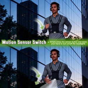 Gilet réfléchissant à détection gestuelle avec poche 360 ° Sangle réfléchissante avec plusieurs modes d'éclairage pour les promenades nocturnes - Product Image 2