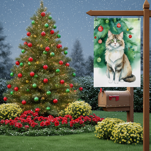 Drapeau de Noël en tissu pour arbre de Noël, motif chat Ragamuffin, décoration rectangulaire pour jardin, patio, extérieur, petite taille - Product Image 2