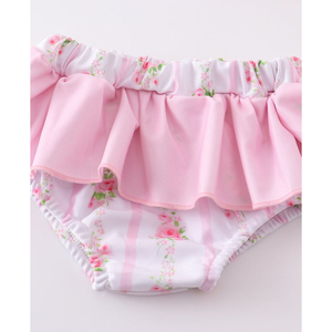 <span class=keywords><strong>Costume</strong></span> <span class=keywords><strong>da</strong></span> Bagno Estivo per Bambina, Due Pezzi con Stampa Floreale Rosa e Volant, Vendita Calda - Product Image 5