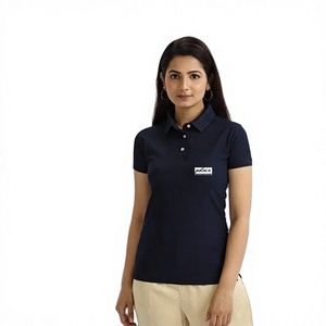 Polo Rosa para Mujer, Manga Corta, Color Sólido, Tejido Transpirable, Ropa Casual - Product Image 1