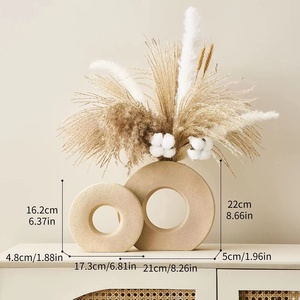 Nodic Modern Ceramics Donuts <strong>Vase</strong> Sets Pampas Grass Pot Natural Dried <strong>Flowers</strong> Wedding Home Decor Bouquet Frosted Tabletop <strong>Vase</strong> - Product Image 6