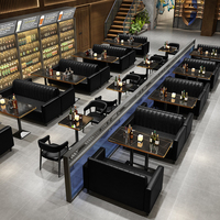 Ensemble de sièges de restaurant en cuir écologique rembourrés en PU vert foncé, table et chaises pour restaurant de restauration rapide