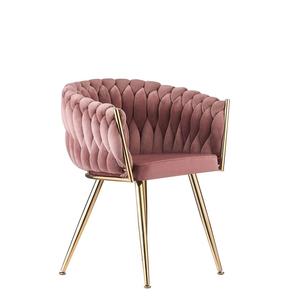 Chaise de salle à manger de luxe à pieds dorés, best-seller, pour la maison, restaurant, design moderne, tissu en velours, bois massif, matériau métallique, salon - Product Image 4