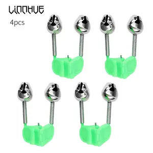 LINNHUE 4個Sea Fishing Bell Stainless Steel Bells Alarm Fishing Rod Clamp Green ABS Rod Bite Clip Sea Fishing Cheap Accessory