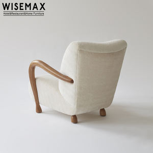 WISEMAX FURNITURE <span class=keywords><strong>Fauteuil</strong></span> Lounge Contemporain Nordique en Bois avec Éponge Haute Élasticité Crème Blanc Confortable et Relaxant <span class=keywords><strong>pour</strong></span> Hôtel - Product Image 5