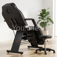Neues Design Faltbare Kosmetikliege mit Salonhocker und Aufbewahrungsbox für Salon Spa Massagetisch aus Leder in Verschiedenen Farben