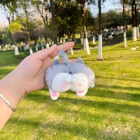 Porte-clés en peluche doux 3D en forme de fesses d'animaux de dessin animé (Corgi, Cochon), pendentif pour sac à dos, accessoires cadeaux, vente en gros
