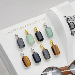 Colgante de Aventurina Impermeable para Hombre, Oro 18K, Plata, Jade Natural, Spectrolita, Colgantes de Moda con Diseño de Vacío - Product Image 2