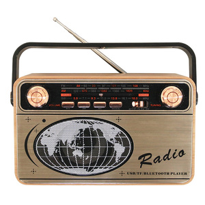 R-503BT new vindo de fábrica AM/FM/SW USB TF 3 Banda retro mini casa recarregável leitor de música de madeira caixa de rádio radyo portátil