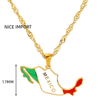 Collier avec pendentif goutte d'huile en acier titane, motif territoire du Mexique, bijoux créatifs et tendance pour hommes et femmes