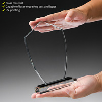 Trophée en verre personnalisé avec logo gravé, texte et motif, plaque imprimée UV sur mesure pour événements sportifs et professionnels