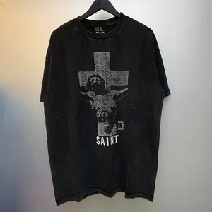 SAINT MICHAEL Vintage Black T Shirt Vêtements lourds et de haute qualité 1:1 vêtements de créateurs