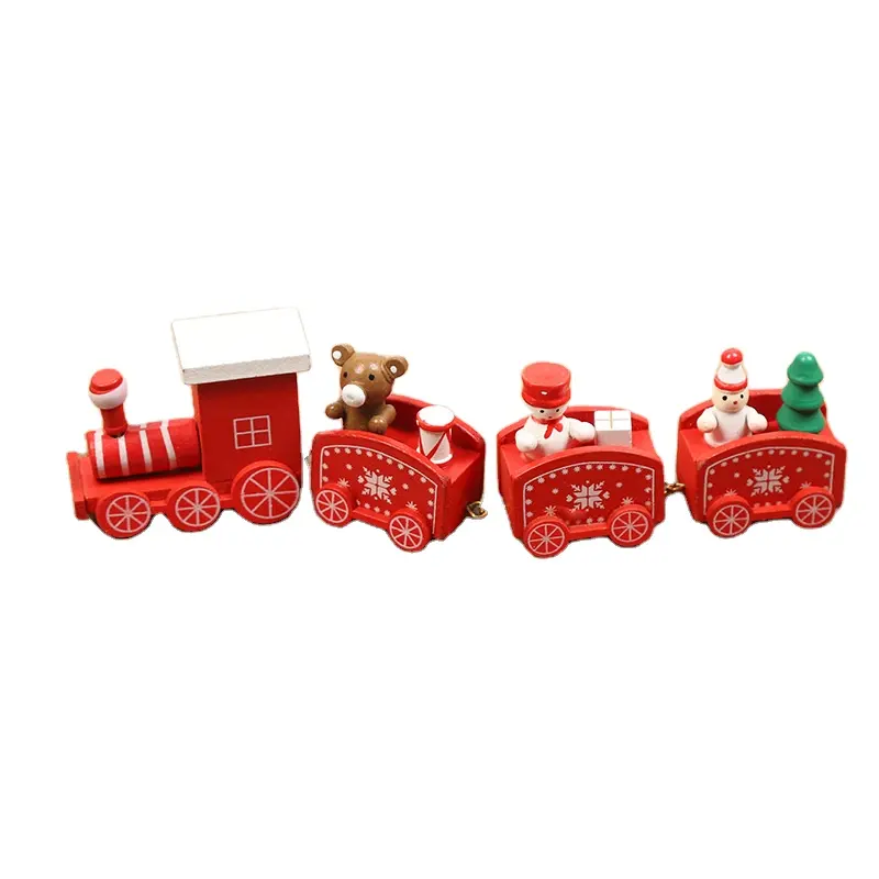 Groothandel In Kerst Houten Kleine Trein Speelgoed Kerstversiering Raamdecoraties