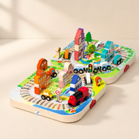 Blocs de construction en bois de grande taille de qualité supérieure avec train magnétique, jouets éducatifs Montessori à assembler soi-même pour enfants
