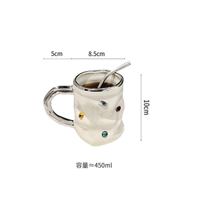 Nuova Tazza in Ceramica Artigianale con Gemme, Design Unico per <span class=keywords><strong>Caffè</strong></span>, Tazze Personalizzate per Feste, Moderna Tazza con Impugnatura - Product Image 2