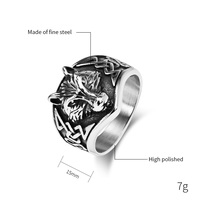 Punk Animal forme Anubis dieu ancien égyptien tigre Lion loup tête en acier inoxydable creux bagues pour hommes