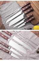 Ensemble de 5 couteaux de cuisine en acier inoxydable 3Cr13, lame combinée ambidextre, manche en bois coloré, couteau de chef professionnel
