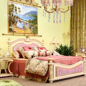 hand carved luxury palace bedroom classic furniture set royal solid wooden king bed Brand New Bedroom Furniture
