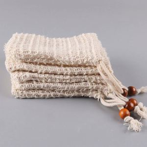 Sac de rangement pour savon, pochette à séchage rapide, réutilisable, sans plastique, en tissu de coton, 30x45cm, recyclable, avec cordon de serrage, perle en bois, pour la douche - Product Image 1