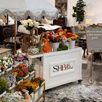 Chariot à bonbons de luxe en métal, chariot de présentation de fleurs personnalisé, chariot mobile pour desserts, décoration pour événements de mariage avec roues, vente en gros
