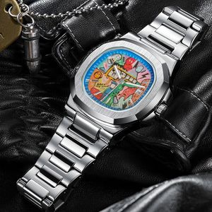 Nuevo reloj para hombre - diseño cuadrado, concepto de agujero de gusano, luminoso, deportivo, resistente al agua, reloj de pulsera con correa de acero. Fabricante que - Product Image 3