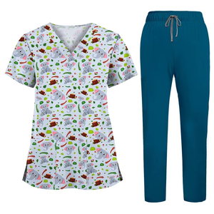 Divisa chirurgica stampata di alta qualità, tuta medica unisex, uniforme a tinta unita, pantaloni in poliestere, uniforme da infermiere. - Product Image 4