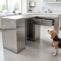 Banc de travail en acier inoxydable réutilisable en forme de L OSCAT, robuste, pour clinique vétérinaire, bureau pour hôpital vétérinaire, clinique animale