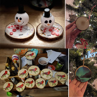 Ornements de Noël tranches de bois naturel bois non fini pré-percé avec trou cercles en bois tranches d'arbre pour