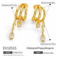 Boucles d'oreilles géométriques irrégulières à pampilles en acier inoxydable plaqué or 18 carats SUMMLY, légères et élégantes, idéales pour les rendez-vous et les soirées.