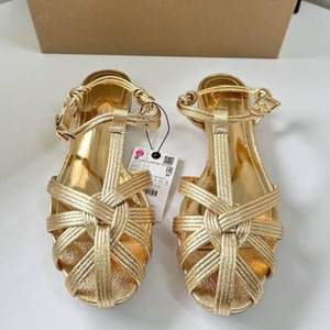 <span class=keywords><strong>Sandalias</strong></span> <span class=keywords><strong>Gladiador</strong></span> Retro para Mujer, Diseño Calado, Doradas, de PU Suave, Punta Abierta, <span class=keywords><strong>Planas</strong></span>, Cómodas, para Playa, Verano - Product Image 3