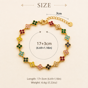 <span class=keywords><strong>Accessori</strong></span> di <span class=keywords><strong>Moda</strong></span> all'Ingrosso, Gioielli Raffinati, Bracciale con Charm a Quadrifoglio Colorato in Acciaio Inossidabile, Regalo Portafortuna per Feste - Product Image 6