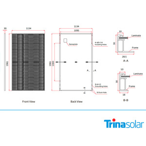 Trina 505W Panneaux solaires à double verre monocristallin tout noir TSM-NEG18R.25 de type N - Product Image 5