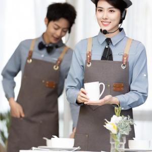 Delantal de algodón de cocina negro con hebilla ajustable, delantal de lavavajillas con logotipo personalizado, herramienta de lona, delantal elegante de jardín de floristería de trabajo - Product Image 3