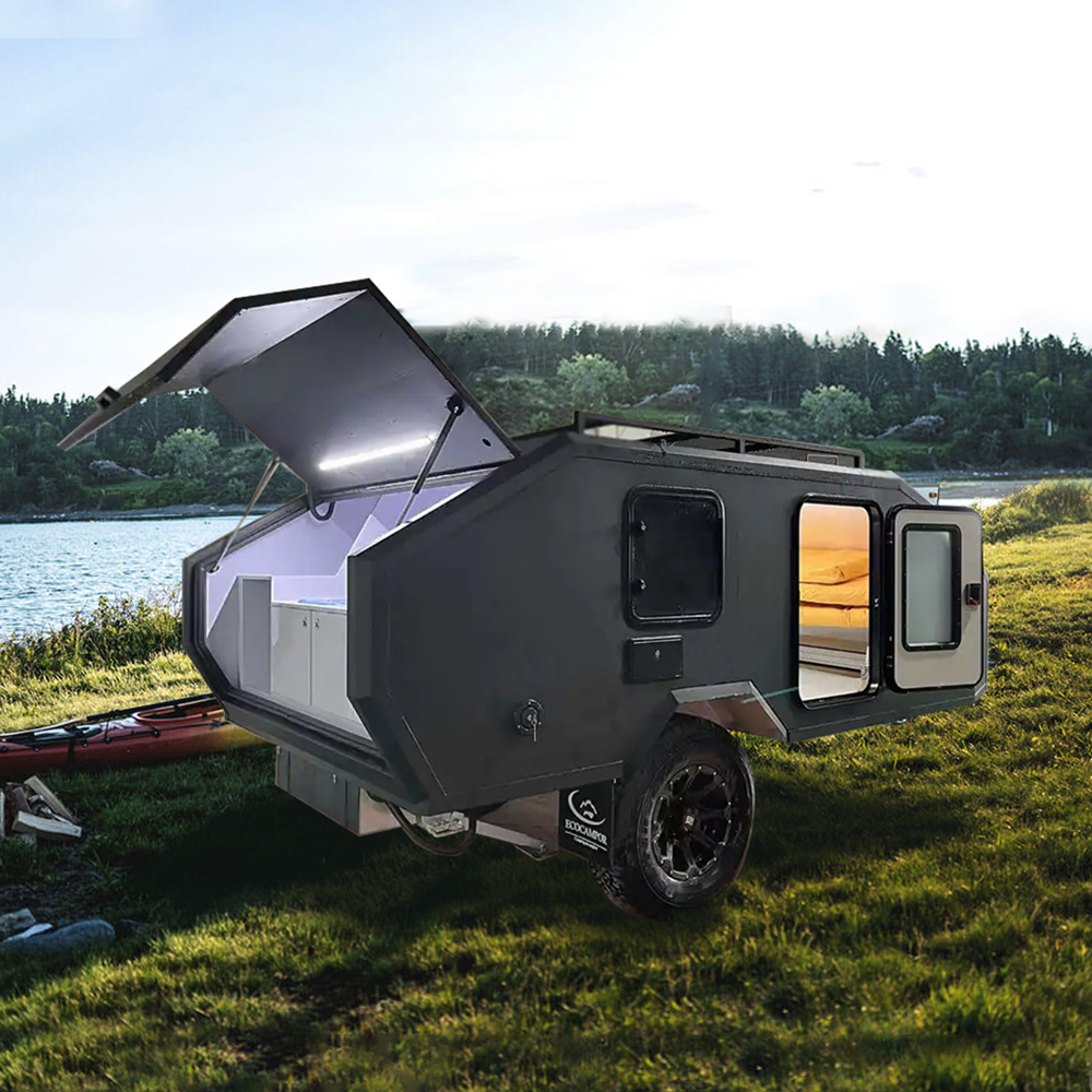 Ecocampor 2022 Off-Road น้ำหนักเบาอลูมิเนียมมินิคาราวานน้ำตาค่ายรถพ่วงสำหรับ4คน