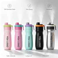 Botella de Agua Kecolove de 600 ml, Acero Inoxidable 316, Libre de BPA, con Pulverizador de Niebla, Aislada al Vacío, a Prueba de Fugas, para Deportes al Aire Libre, Gimnasio y Uso Diario