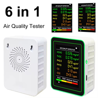 Moniteur de qualité de l'air 6 en 1 Détecteur de dioxyde de carbone précis HCHO Multifonctionnel PM2.5 PM10 HCHO CO2 CO Meter