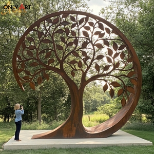 Décoration de jardin durable résistante aux intempéries et à la rouille à usage extérieur Sculpture en arbre corten abstrait artistique moderne personnalisée de grande taille - Product Image 3