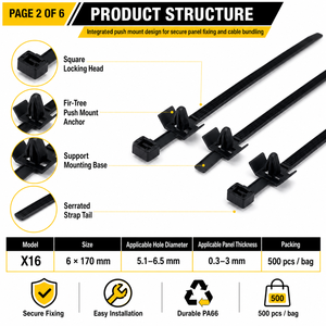 Serre-câbles robustes pour avions, attaches <span class=keywords><strong>de</strong></span> fixation pour ailes, clips <span class=keywords><strong>de</strong></span> câblage à enfoncer, vente en gros, serre-câbles en nylon, <span class=keywords><strong>prix</strong></span> d'usine - Product Image 2