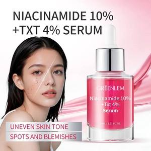 Sérum liquide organique hydratant, éclaircissant et anti-âge Greenlem à la niacinamide, vitamines C et E pour le soin du visage des femmes, marque privée - Product Image 2