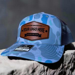 Wholesale Blank Gorras Outdoor Sports Hunting Cap Custom Leather Patch Logo Camo Richardson 112 Trucker <b>Hat</b> - Product Image 5