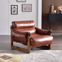 Fauteuil de loisirs en jersey avec cadre en bois et revêtement en lin, design rétro de style ancien, pour balcon, canapé paresseux individuel pour salon