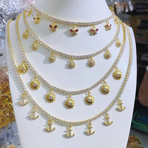 <span class=keywords><strong>Collier</strong></span> ras du cou en or avec <span class=keywords><strong>strass</strong></span> pour femmes, pendentif en forme de diamant, glacé, papillons, mauvais yeux, étoile, marguerite, ancre, breloques en or, chaîne en acier - Product Image 4