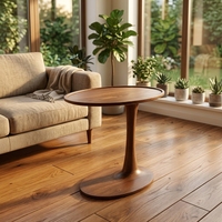 Table d'appoint moderne en bois massif en forme de tulipe, table d'appoint ronde à piétement unique pour salon et chambre à coucher