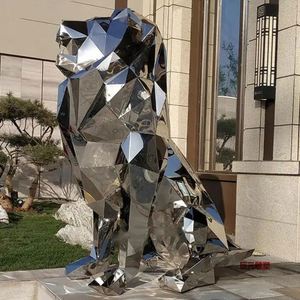Escultura de León Caminando, Abstracta y Geométrica, de Acero Inoxidable para Exteriores, Gran Tamaño, en Oferta - Product Image 5