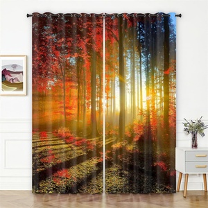 Arbre vert dans le sentier du soleil lumineux dans les montagnes Jungle Nature Forest Blackout Curtains/ - Product Image 3