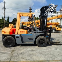 Performa Stabil TCM FD70 7 Ton Diesel 4WD Forklift Tiang Dua Tingkat Lebar Garpu 150mm Panjang Garpu 1220mm Material Industri