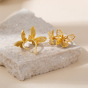 Pendientes de clip con diseño de mariposa para mujer, plata S925, diseño de insecto, joyería de moda, aretes sin perforación. - Product Image 2