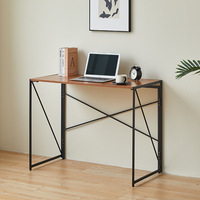 Bureau d'ordinateur de bureau moderne en acier inoxydable modulaire avec panneau en bois, table pliante de chevet